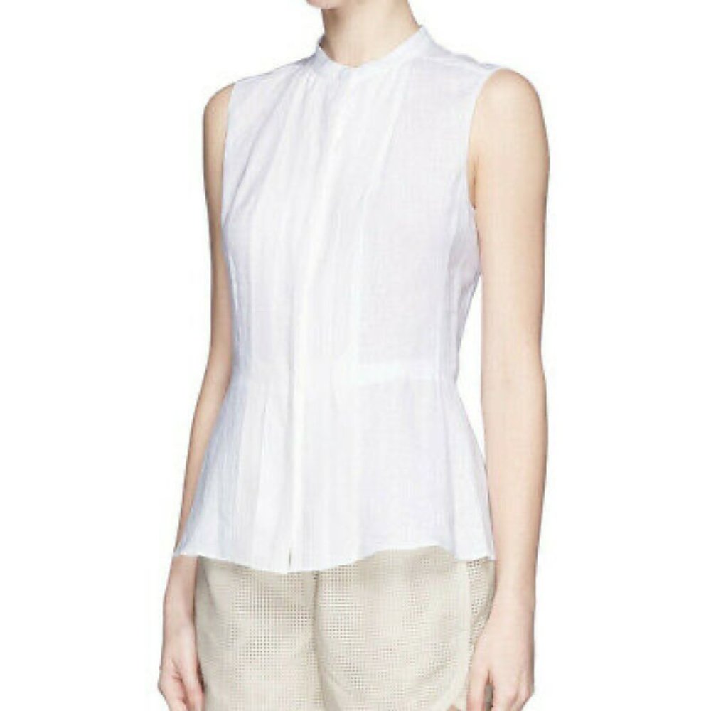 Tory Burch Sleeveless Pleated-Front Shell Blouse